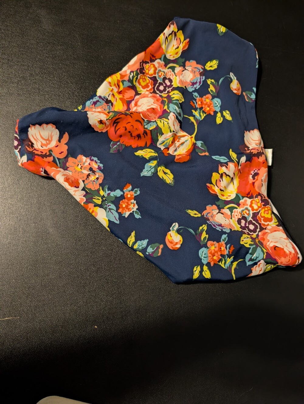 Floral Navy Peplum Tankini Top with Stripe Accent - Picture 5 of 10